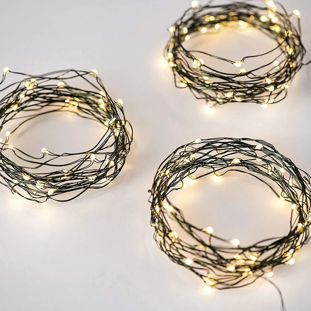 100m Green Cable LED Christmas String Fairy Lights Garland Outdoor Waterproof Decoration Lamp For Party Halloween Garden House