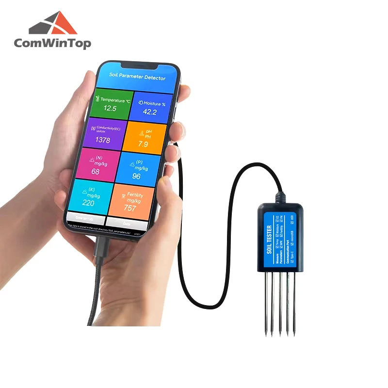 المهنية 8 في 1 اختبار التربة درجة الحرارة الرطوبة EC PH NPK مستشعر التربة المحمولة USB نوع-C للزراعة