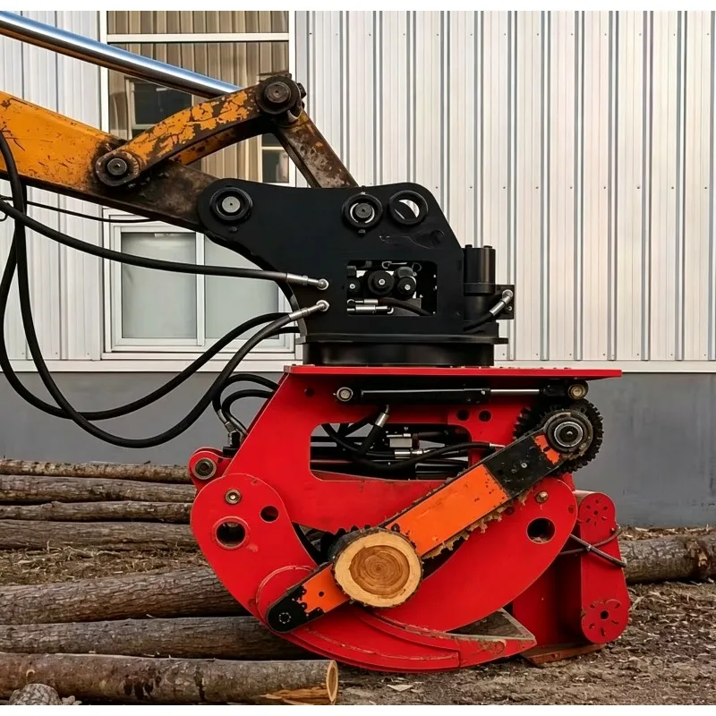 Hydraulic Wood Grapple Saw,360 Degree Rotating Grab Saw with Powerful Gripping Force Cutting Trees Clamp Saw for 5-10t Excavator