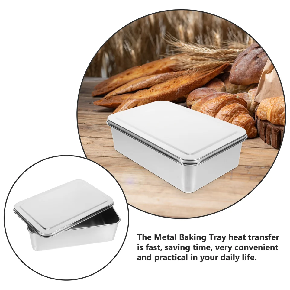 Teglia Rettangolare In Acciaio Inox 28x22x6 Cm Con Coperchio – Antiaderente Per Tiramisù, Torte E Pane, Adatta Per Forno E Conservazione