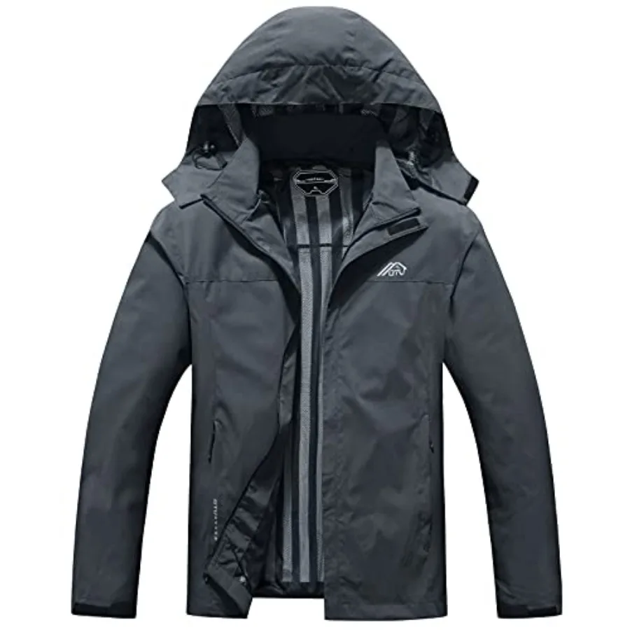

OTU Men's Lightweight Waterproof Hooded Rain Jacket Outdoor Raincoat Shell Jacket for Hiking Travel