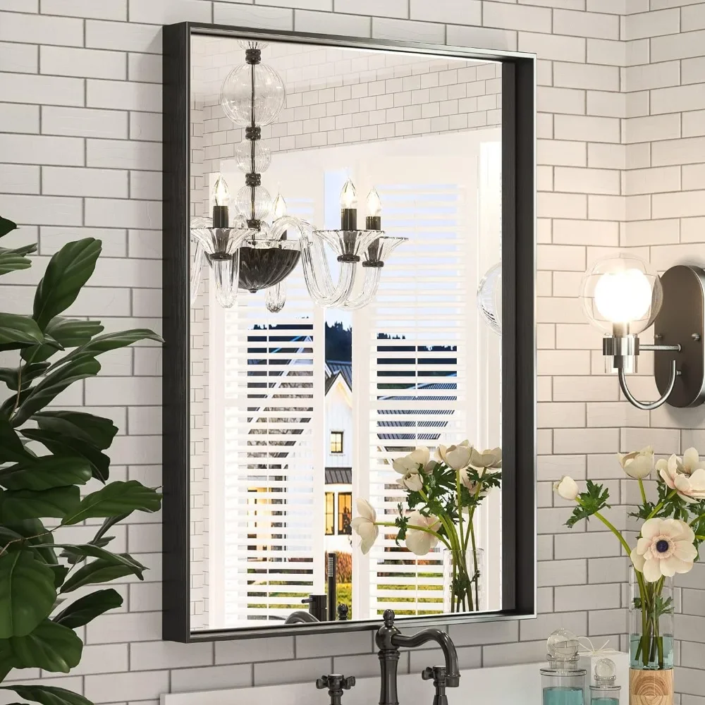 

Bathroom Mirror (Horizontal/Vertical) Shower Mirror Black Framed Mirror for Bathroom 22 X 30 Inch Matte Black