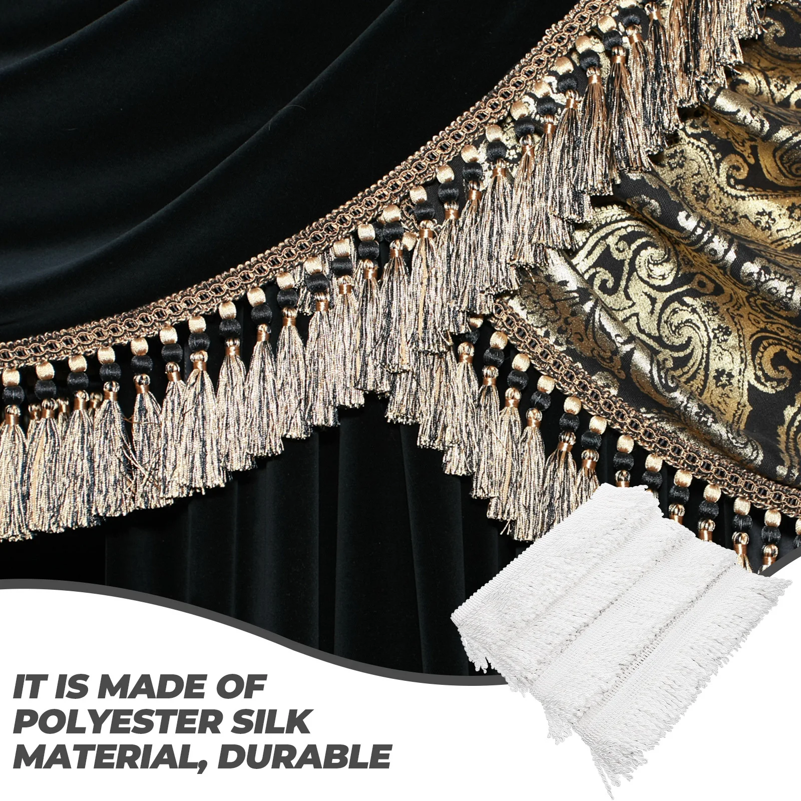 

1 Roll Curtain Tassel Trim Polyester Silk Fringed Strip DIY Sewing Fringe Decorative Border for Sofa Curtains Home Decoration