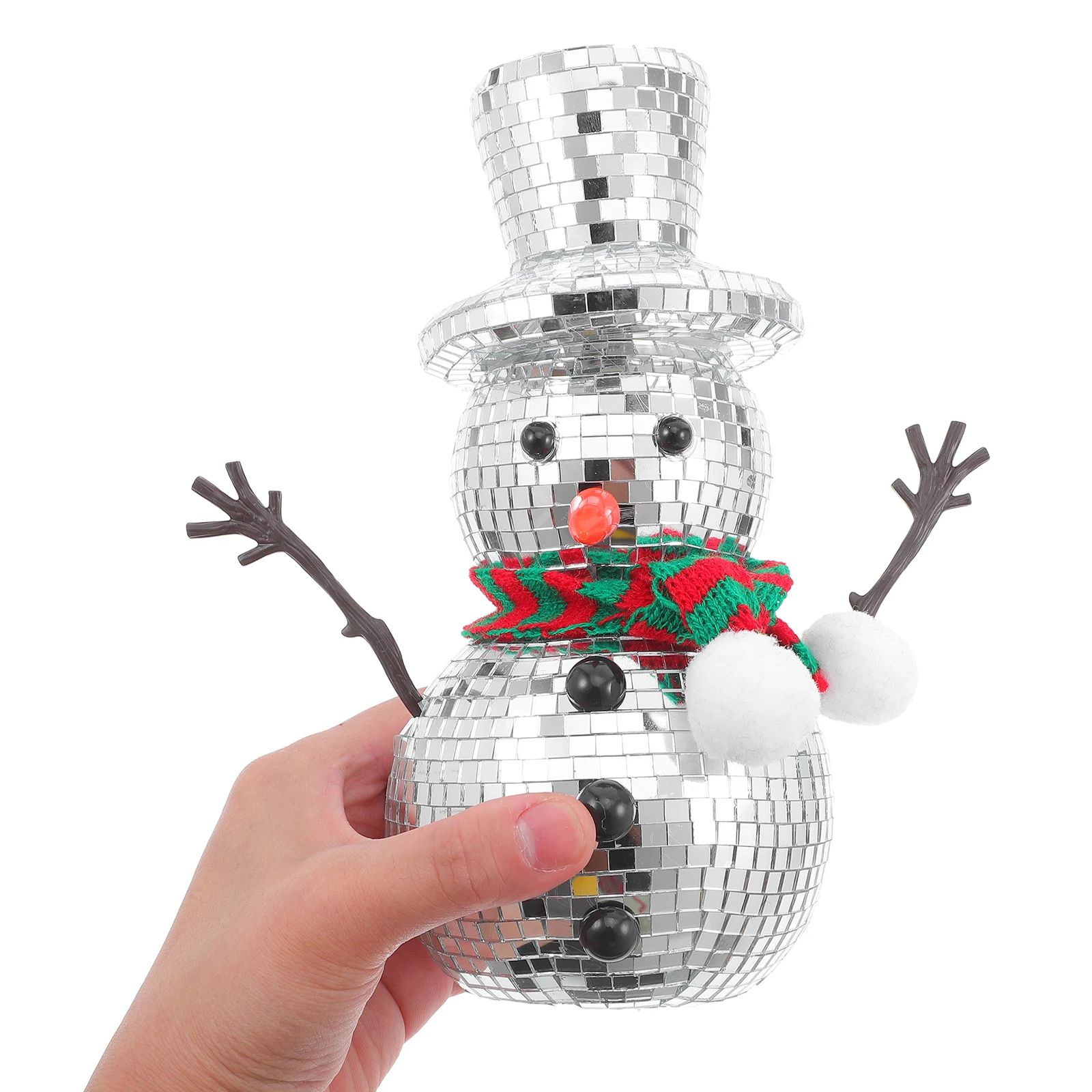 

Snowman Disco Mirror Surface Ornaments Festive Decor Christmas Home Mini Snowman Figurines Tabletop Mini Figurines Scarf Hat