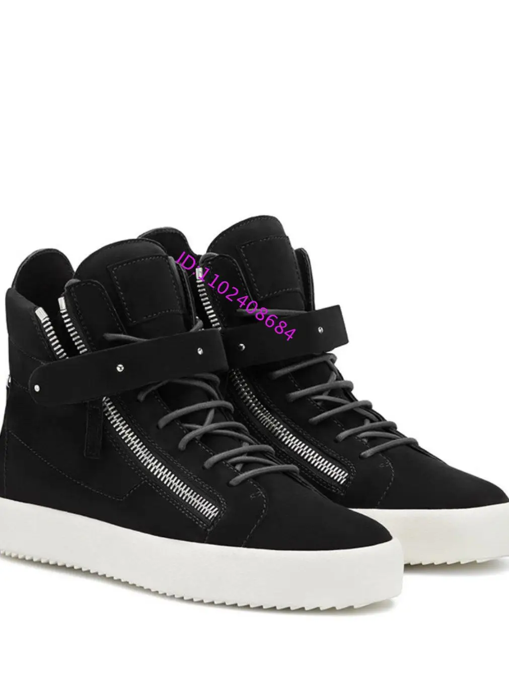 Design High Top Lace Up Men Sneakers Double Zipper Crystal Leather High Top Lace Up Men Sneakers Plus Size 46