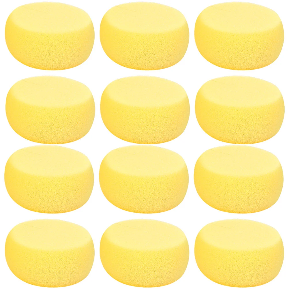 24 Pcs Yellow Round Cake Sponge Pieces Makeup Blender Small Face for Girl Exfoliating