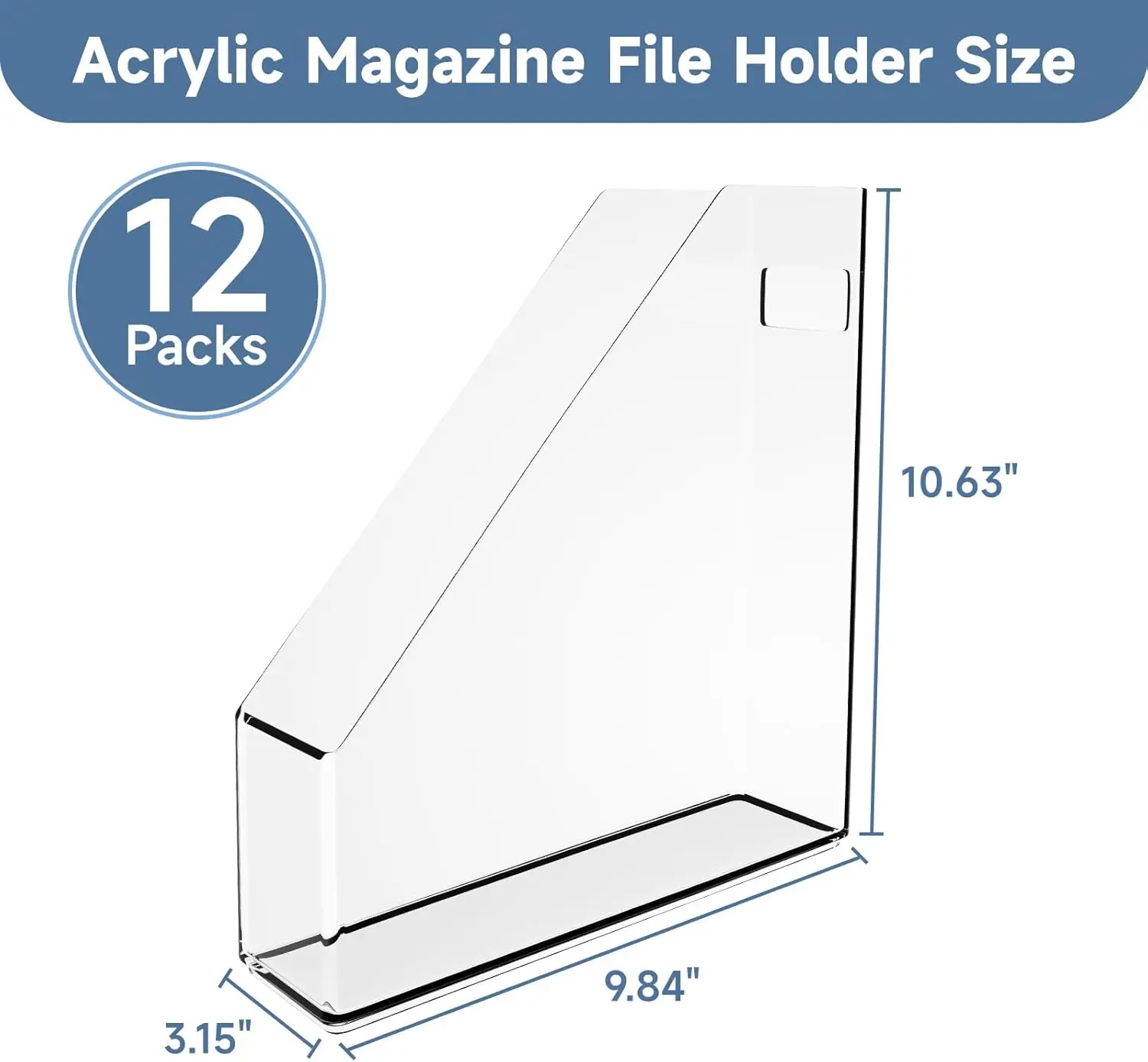 Acrylic Magazine File Holder with Handle, Clear Magazine Rack, Vertical File Folder Organizer for Desk, Notebooks Document Stora