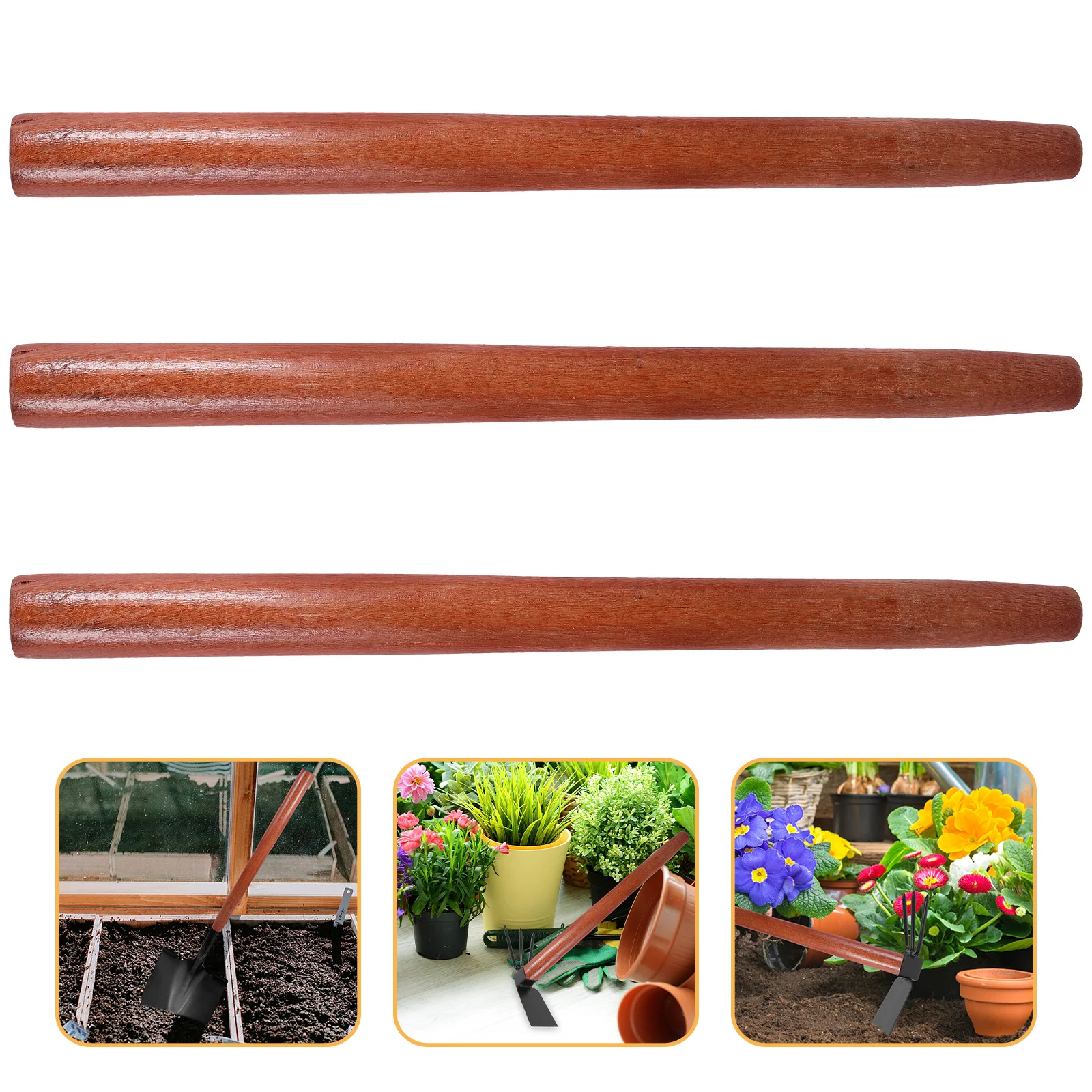 

3 Pcs Hammer Handle Wooden Handles Garden Supply Hoe Replacement Farm Tool Tools Hatchet Replacements Accessories