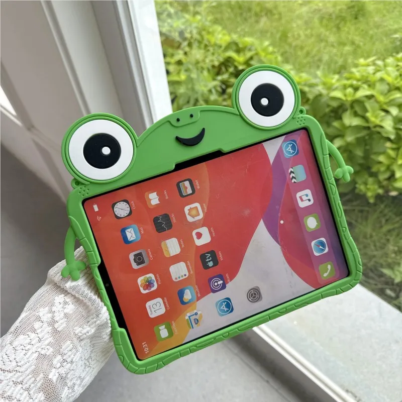 Cute Frog Kids Tablet Case Green Silicone Shockproof  for Lenovo Xiaoxin Pad 11" 2025 2024 Tab M11 Tab idea 11" Protection Cover