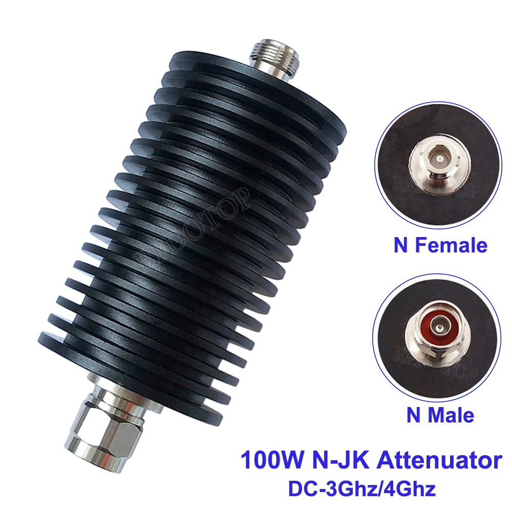 100W N-JK Type N Male Plug to Female Jack Attenuator DC-3Ghz/4Ghz 1/2/3/5/6/10/15/20/30/40/50/60db RF Coaxial Power Connector