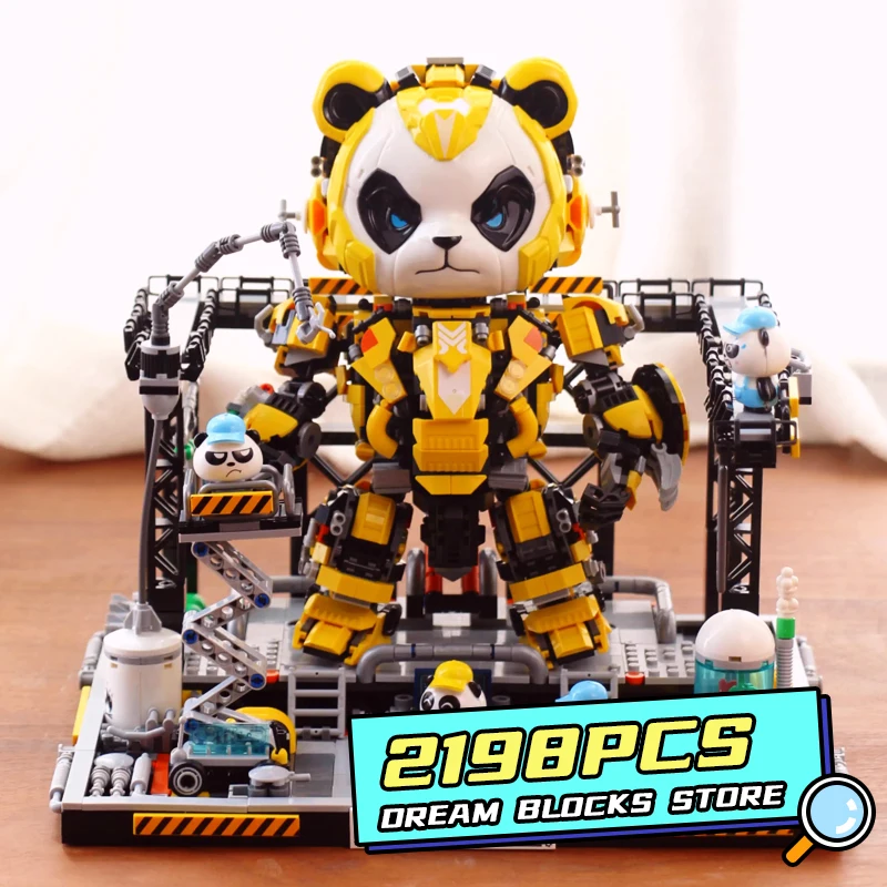 Creative Robot Micro Blocks Model MOC Set Cartoon Panda Mecha Building Bricks Action Figures Dolls Children Toys Adult Gifts DIY