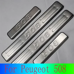 For Peugeot 508 Car Door Protection Sill Scuff Plates Thresholds Thresholds Footboards for Cars Step Accessories Chrome Pads