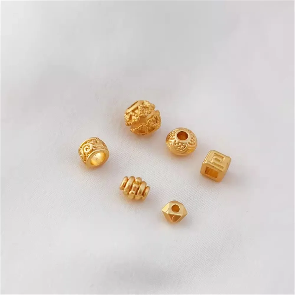 

Ancient-style Gold Accessories Matte Gold Abacus Beads Heart Beads Threaded Beads Beveled Spacer Beads DIY Jewelry Loose Beads