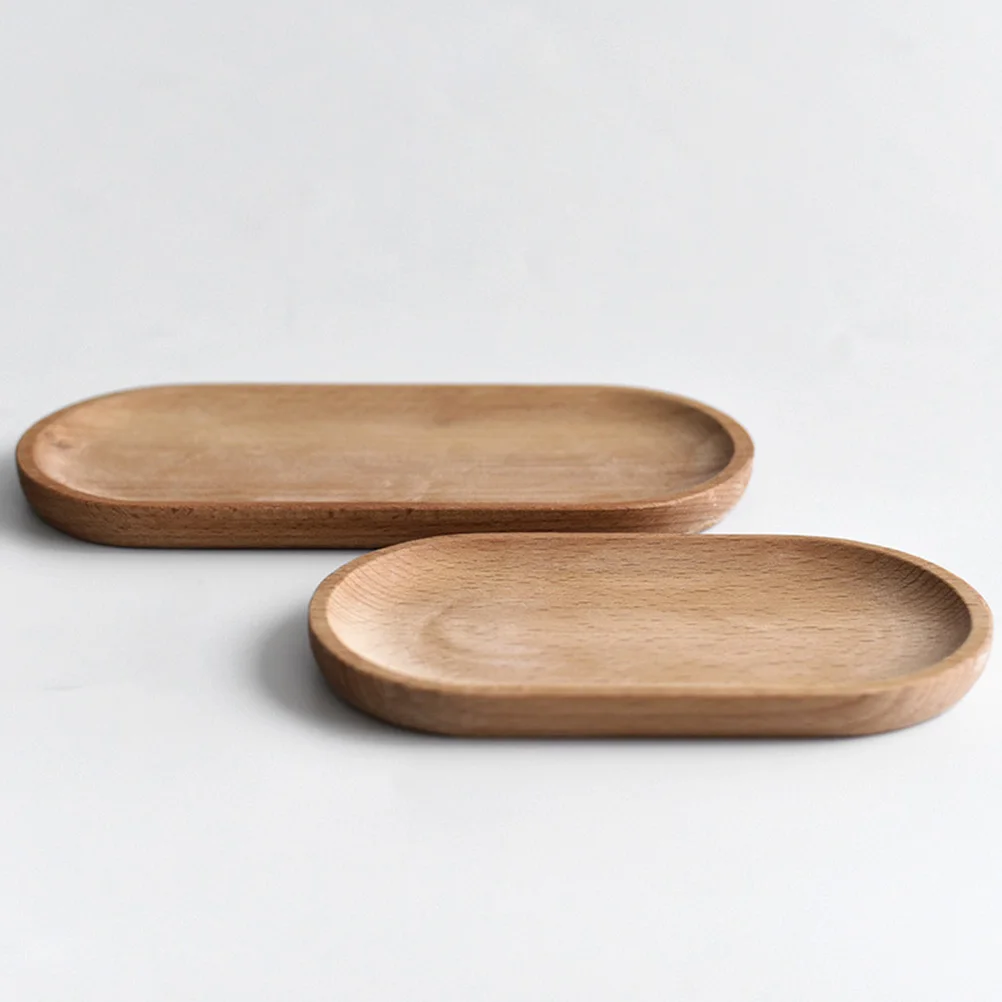 

2pcs Wooden Serving Tray Solid Wood Oval Fruits Dish Tea Breakfast Snack Platter Easy Clean Lightweight Rustic