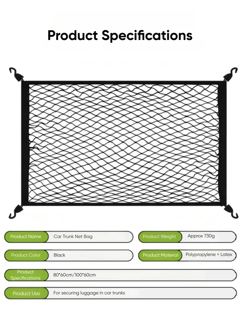 TazerApex Universelles Kofferraumnetz Elastisches Gepäcknetz Frachtorganizer Aufbewahrung Nylon-Netzgewebe Dehnbares Auto-Innenraumnetz – Detail 6