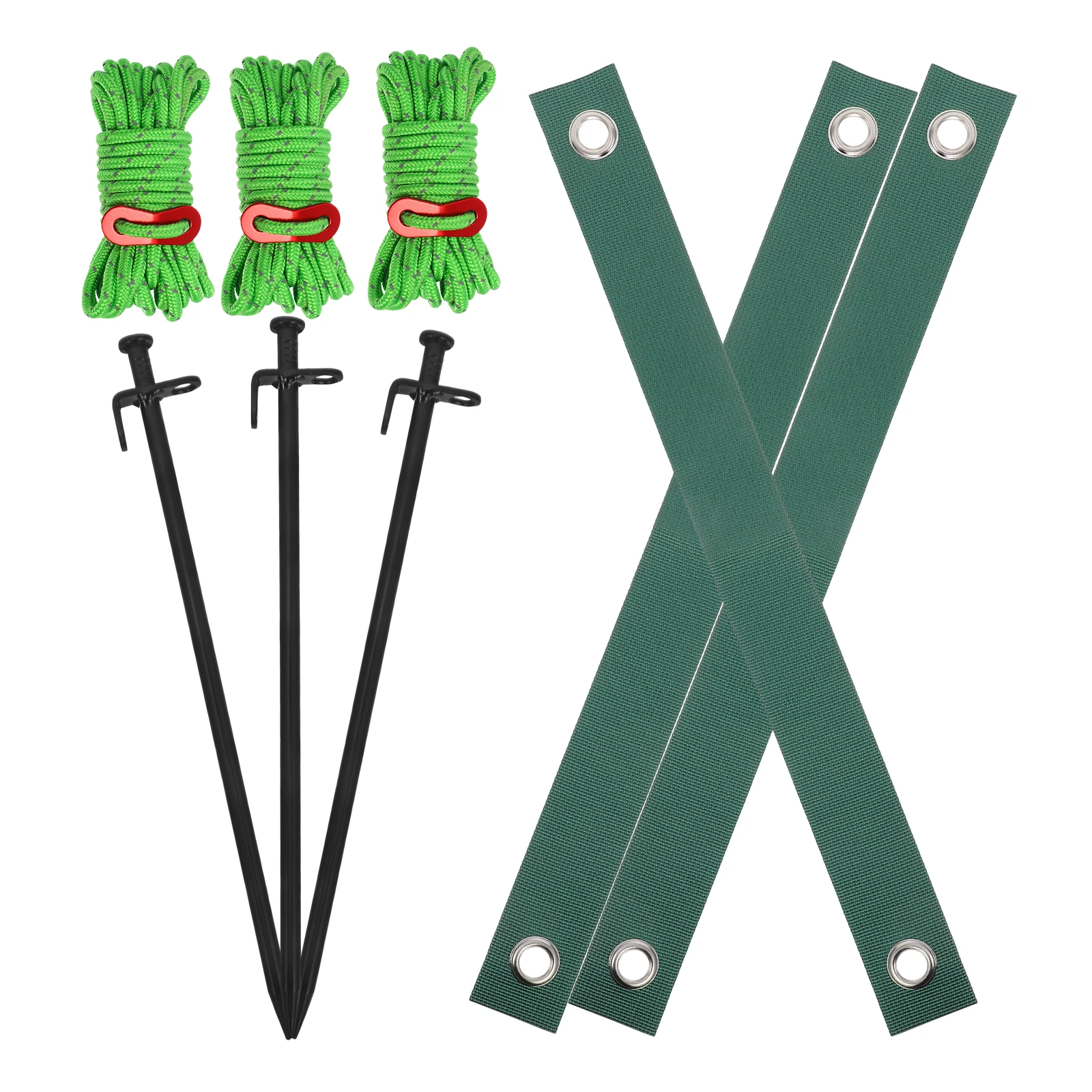 

Heavy Duty Tree Support Set Garden Stakes Anchor Kit Harness Cotton Rope Metal Straps Windbreak Ties Branch Protectors Gardening