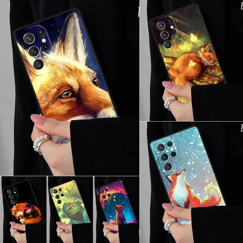 Watercolor Painting The Fox Phone Case For Samsung Galaxy S25 S24FE S23 S22 S21FE S20 S10 Plus Ultra Note20 Cover