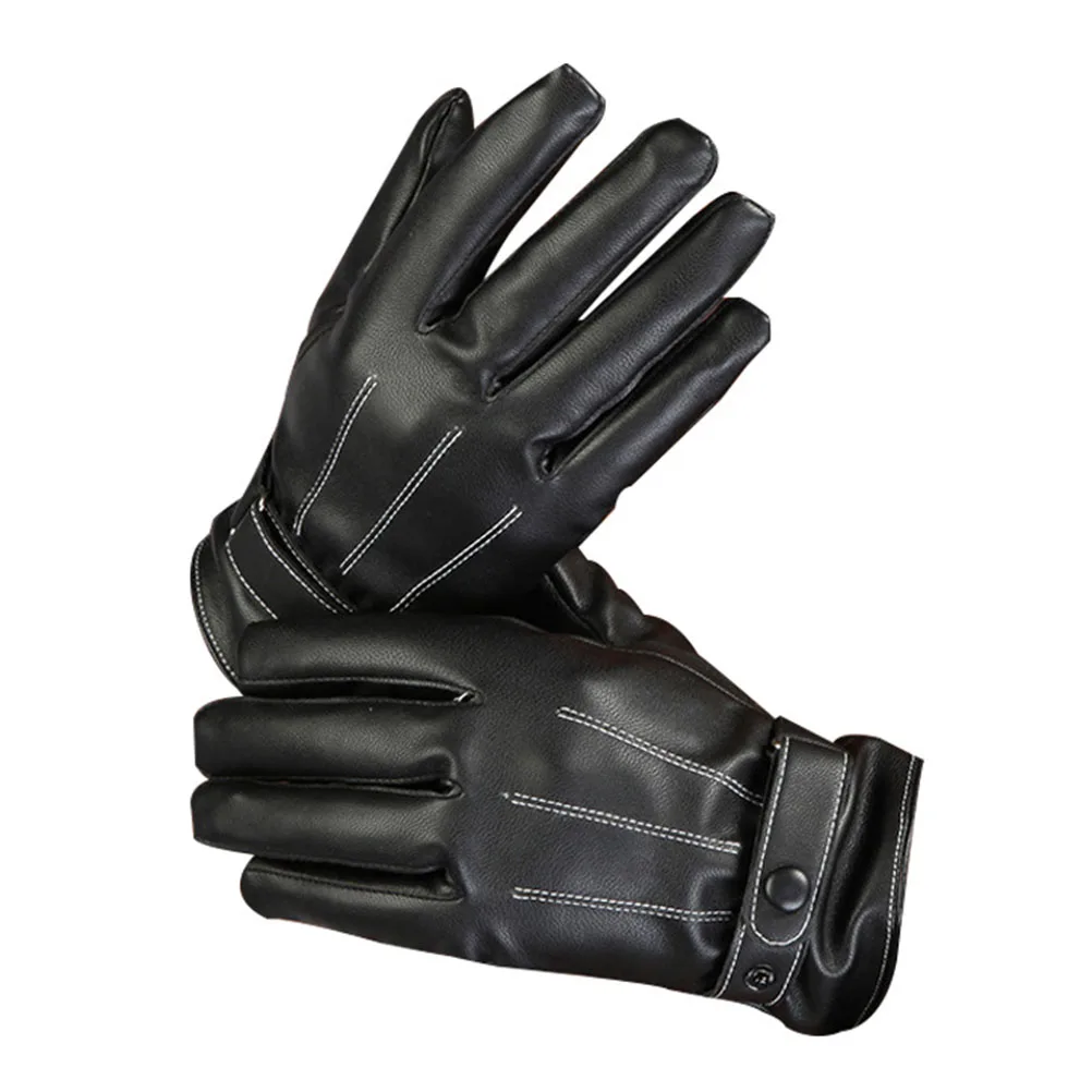 

Men's Winter PU Gloves Thick Warm Fleece Windproof Gloves Cold Proof Thermal Mittens - for Dress Driving Cycling Motorcy