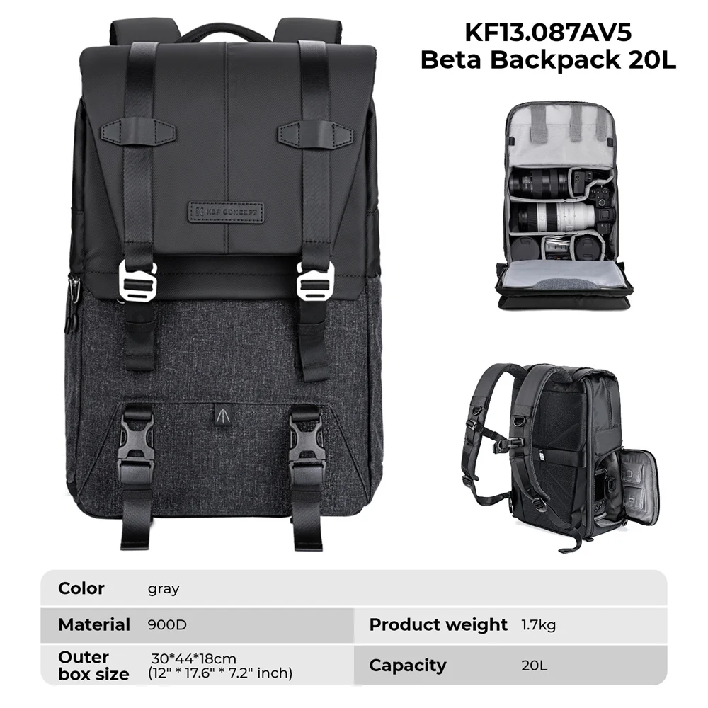 K&F CONCEPT Outdoor Travel Photography BagIn Rain Cover Camera Backpack Can Carry tripod  Ergonomic Design For Sony Canon Nikon