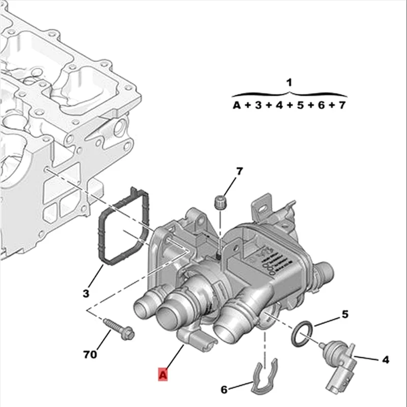 

9812131480 New Thermostat Hosing Water Flange Engine Coolant For 308 1.2T Spare Parts