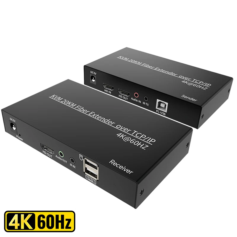 

20 км 4K при 60 Гц HDMI-волоконный KVM-удлинитель через оптоволоконный кабель SC HDMI-волоконный USB-удлинитель видео Поддержка передачи Клавиатура Мышь