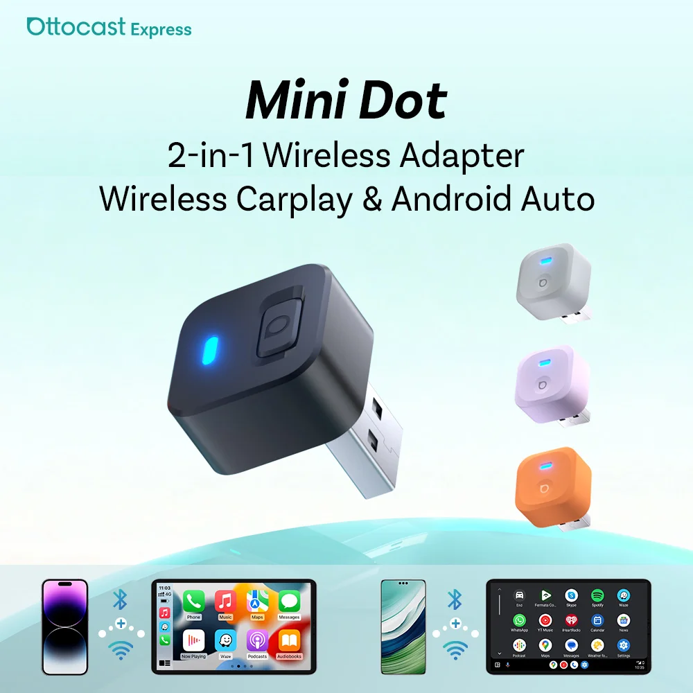 OTTOCAST Adattatore Wireless Android Auto Per Auto Cablate, Plug-and-play, Basso Ritardo E Aggiornabile Online
