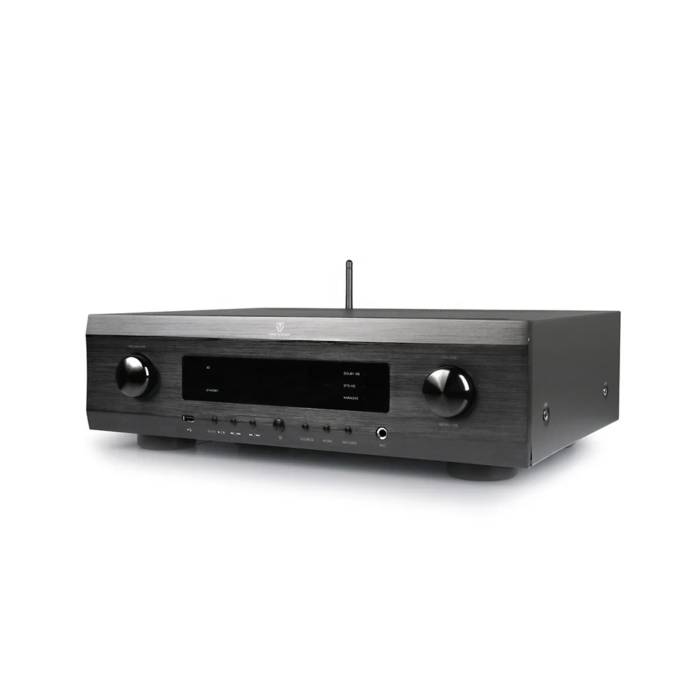 

Low Price Black Metal Aluminium Alloy AV Decoder Home Pre Amplifier With Atmos High-Tech Audio Processor Receiver & Amplifier