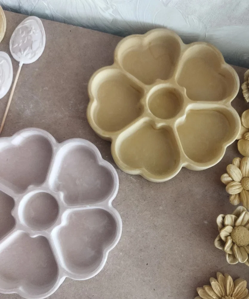 5-Hole Shape DIY Color Palette Silicone Mold Jewelry Display Storage Tray Concrete Resin Gypsum Silicone Mold