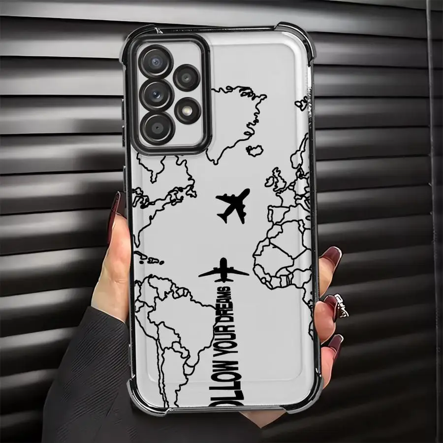 Airplane World Travel Case for Samsung Galaxy A13 A21s A24 A52 A17 A35 A36 A15 A25 A26 A33 A16 Phone Cover