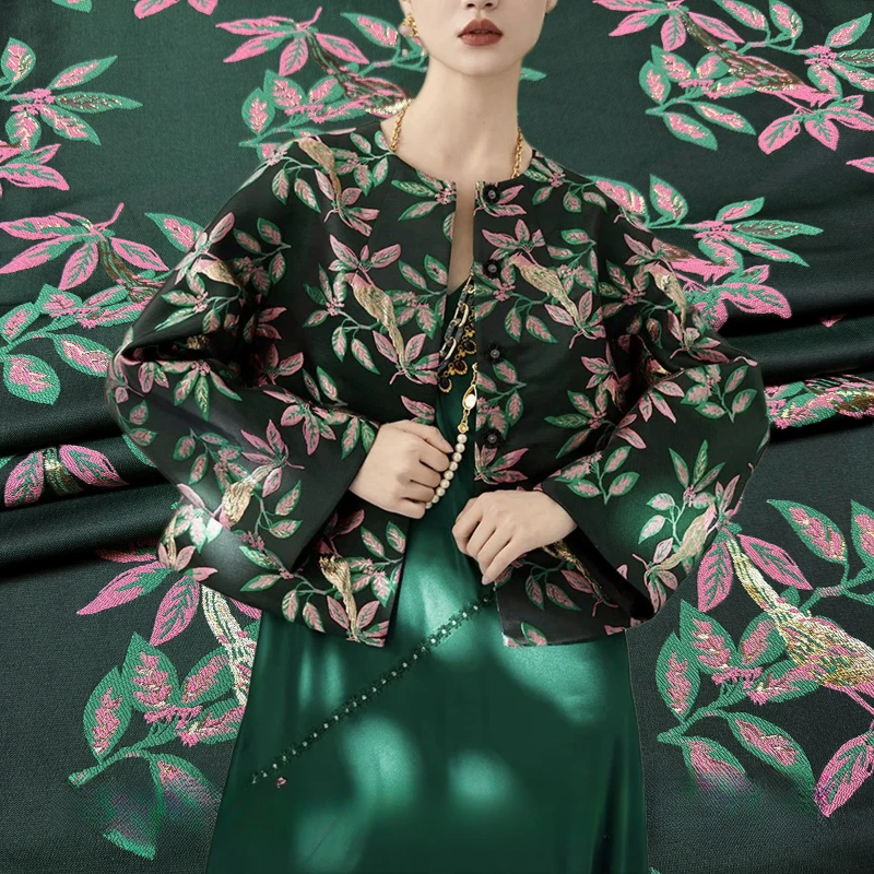 

Chinese Style Flower and Bird Jacquard Tang Costume Fabric Autumn and Winter Qipao Vest Woven Brocade Ancient Costume Fabric