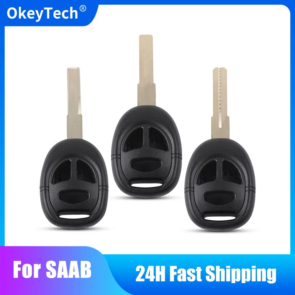 

OkeyTech For SAAB 9-3 9-5 93 95 Replacement Smart Remote Car Key Shell Case Housing 3 Buttons Uncut Blade 3 Types Key Cover Fob