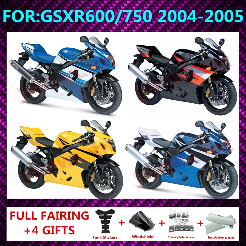 

Подходит для GSXR 600 750 2004 2005 K4 gsxr600 gsxr750 04 05 полный обтекатель ABS корпус комплект обтекателей для мотоцикла zxmt