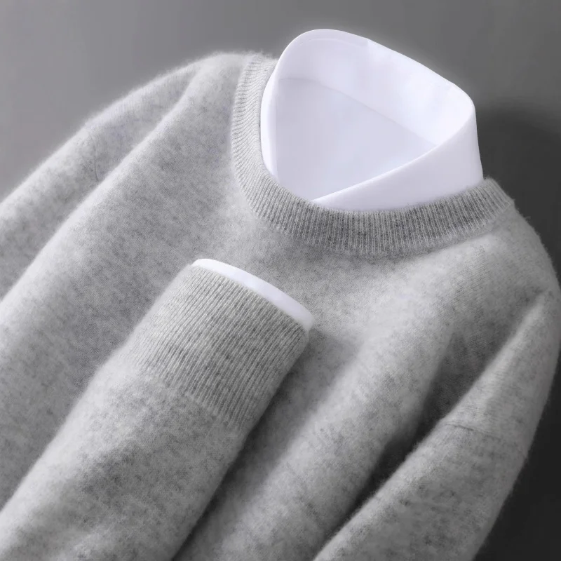 خريف شتاء جديد% رداء علوي من الصوف الرجال الجولة الرقبة البلوز سترة غير رسمية محبوك قاعدة طبقة حجم كبير فضفاض الكشمير Sw