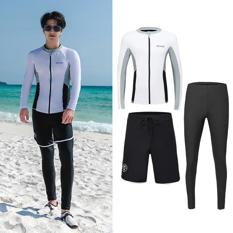 

Men's Rash Guards Quick Dry Long Sleeve Sun Shirt+Trunks+Pants Swimming Bathing Surfing Suits Beachwear Swimwear Tracksuits
