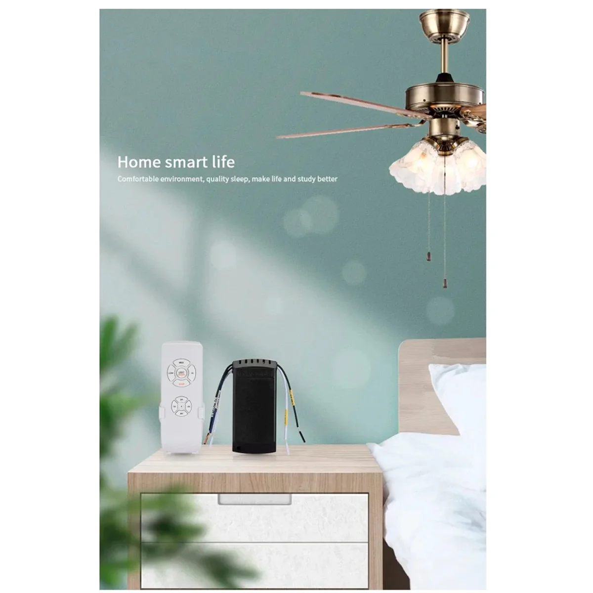 A99TTuya WiFi Smart Ceiling Fan Remote Control Kit APP Control Smart Home Adjusted Wind Speed for Alexa Google Home,220V