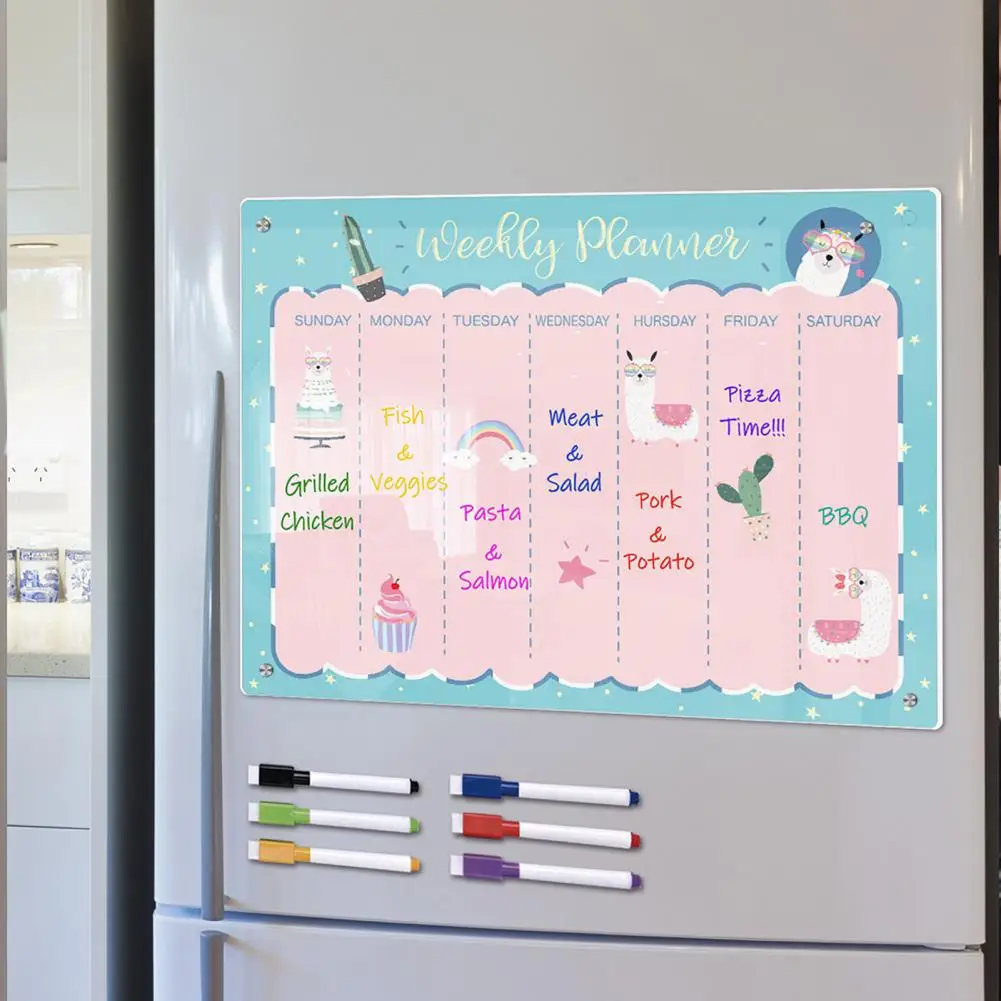 Durable Acrylic Board Organizational Magnetic Stickers Transparent Acrylic Weekly Planner Message Board for Smooth Writing