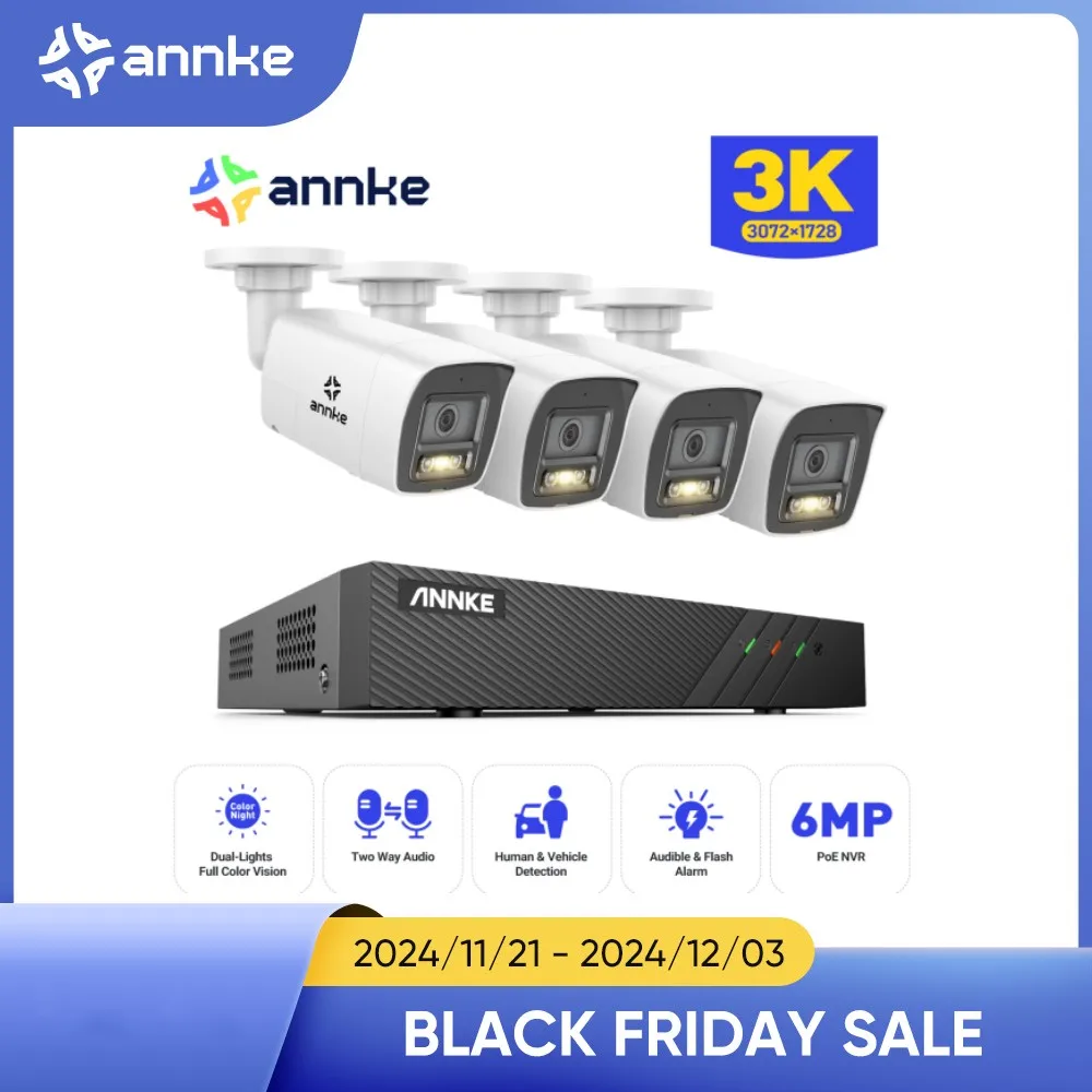 ANNKE 5MP Video Surveillance System 8CH NVR With 4PCS Security Cameras Two-way Audio Night Vision Outdoor CCTV Protection Camera