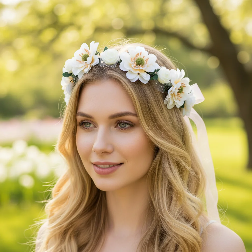 

Women Wedding Accessories Flowers Leaves Headbands Rose Flower Crown Girls Floral Wreath Bohemia Garland Bridal Halo Headpiece