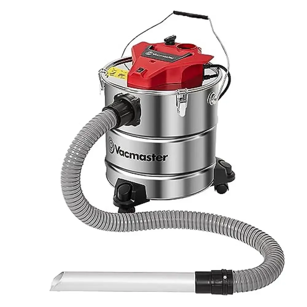 5-Gallon Stainless Steel Ash Vacuum Cleaner with HEPA Filter & Hose Kit Powerful 8 Amp Motor Bagless Design Ideal Fireplace Wood