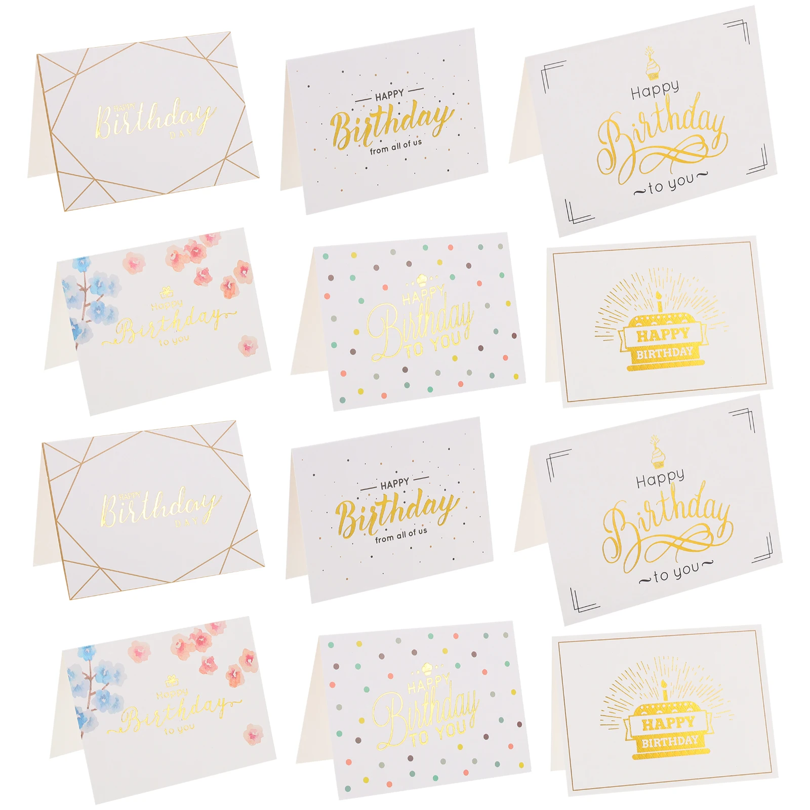 60pcs Gold Stitching Greeting Cards Bulk Flowers Invitation Cards Party Premium Paper Material Exquisite Handmade Foldable