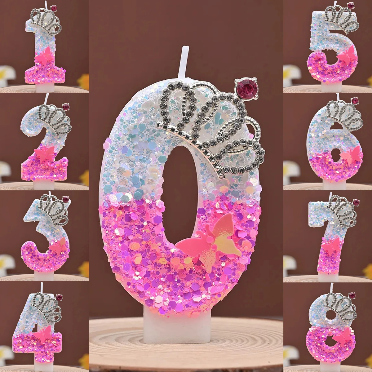 Creative Crown Digital Candle - Birthday Cake Topper for Princess Adult Kids Party Decoration