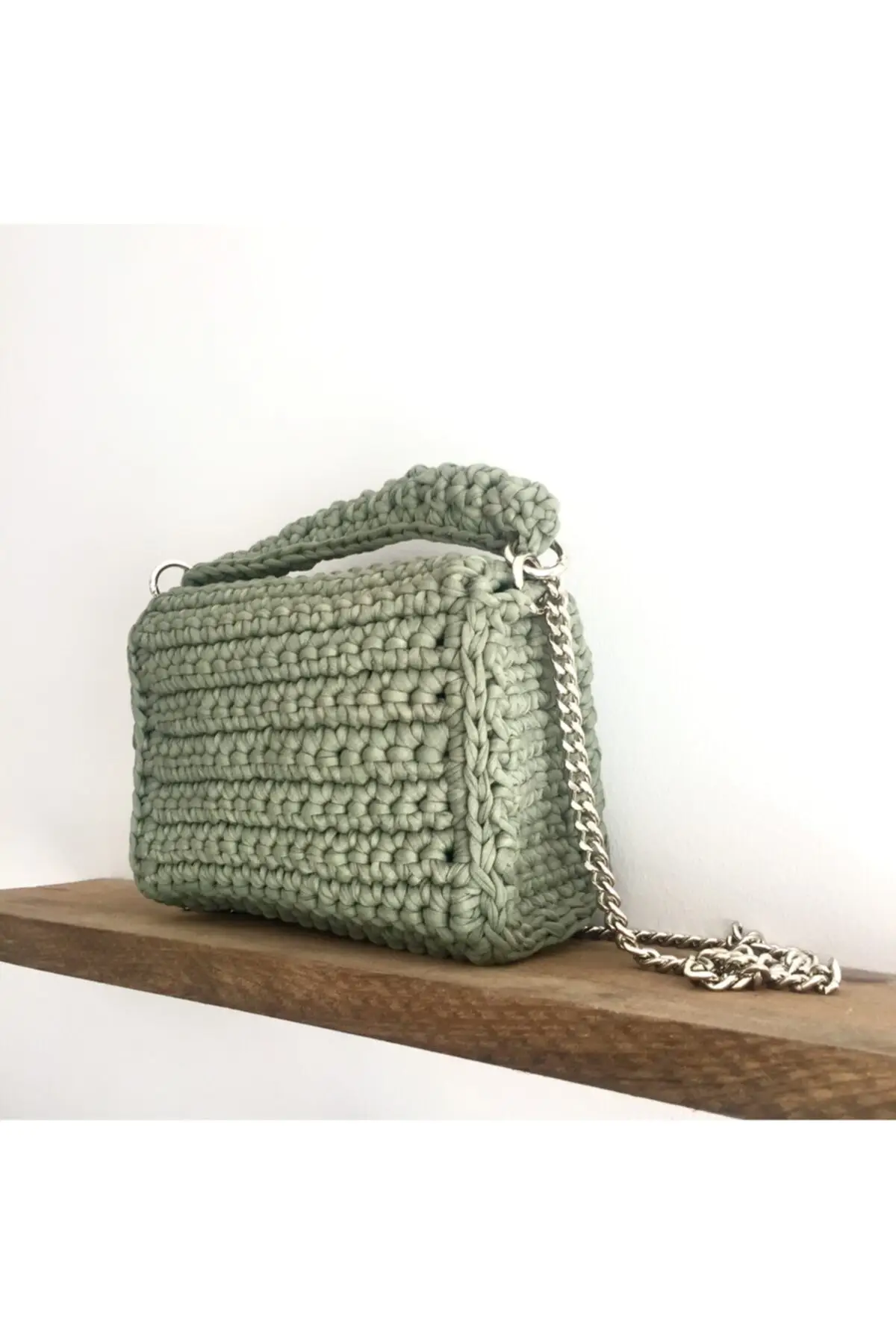 Uras Women Khaki Combed Cotton Rope Hand and Shoulder Mesh Bag Handmade Women bag Shoulder Bag Handmade