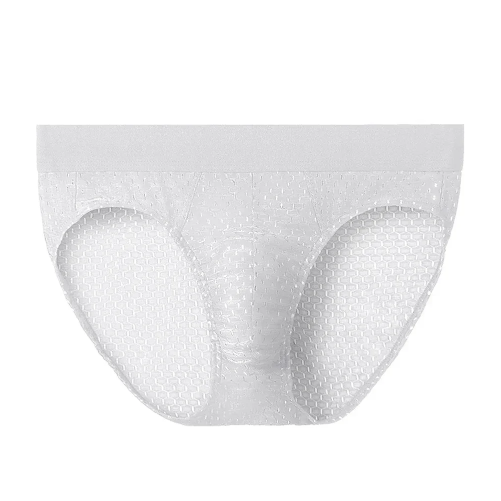 남성용 아이스 실크 하이 퀄리티 브리프, 로우 라이즈 섹시 로우 웨이스트 속옷, 통기성 언더팬츠 시스루 잠옷 잠옷