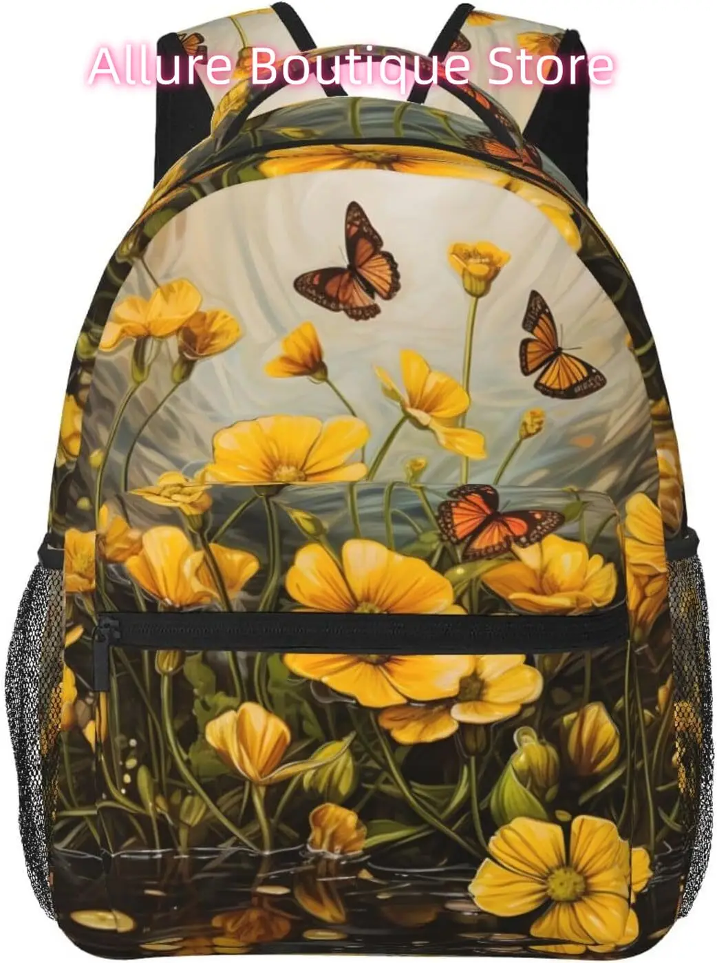 

laptop bag back to school Butterfly Yellow Flower Lightweight Laptop Backpack Lightweight Multipurpose Travel Casual Daypack Uni