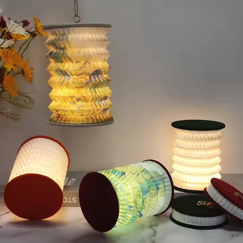 

Outdoor Portable Night Light USB Charging Paper Lantern for Camping Travel Tent Table Lamp Bedroom Bedside Decor Christmas Gift