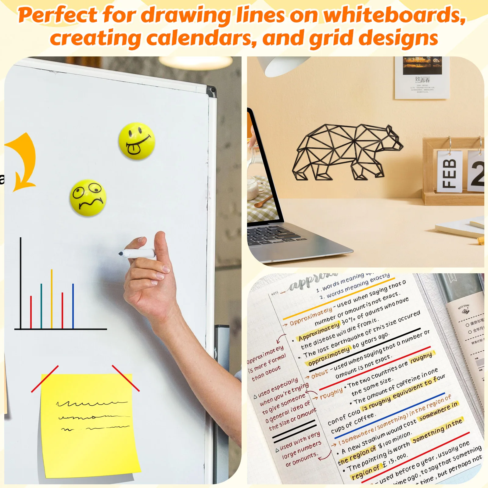 10pcs Warning Line Tape 3Mm X 50M Desktop Positioning Color Marking Seamless Segment Insulation Adhesive Tape For