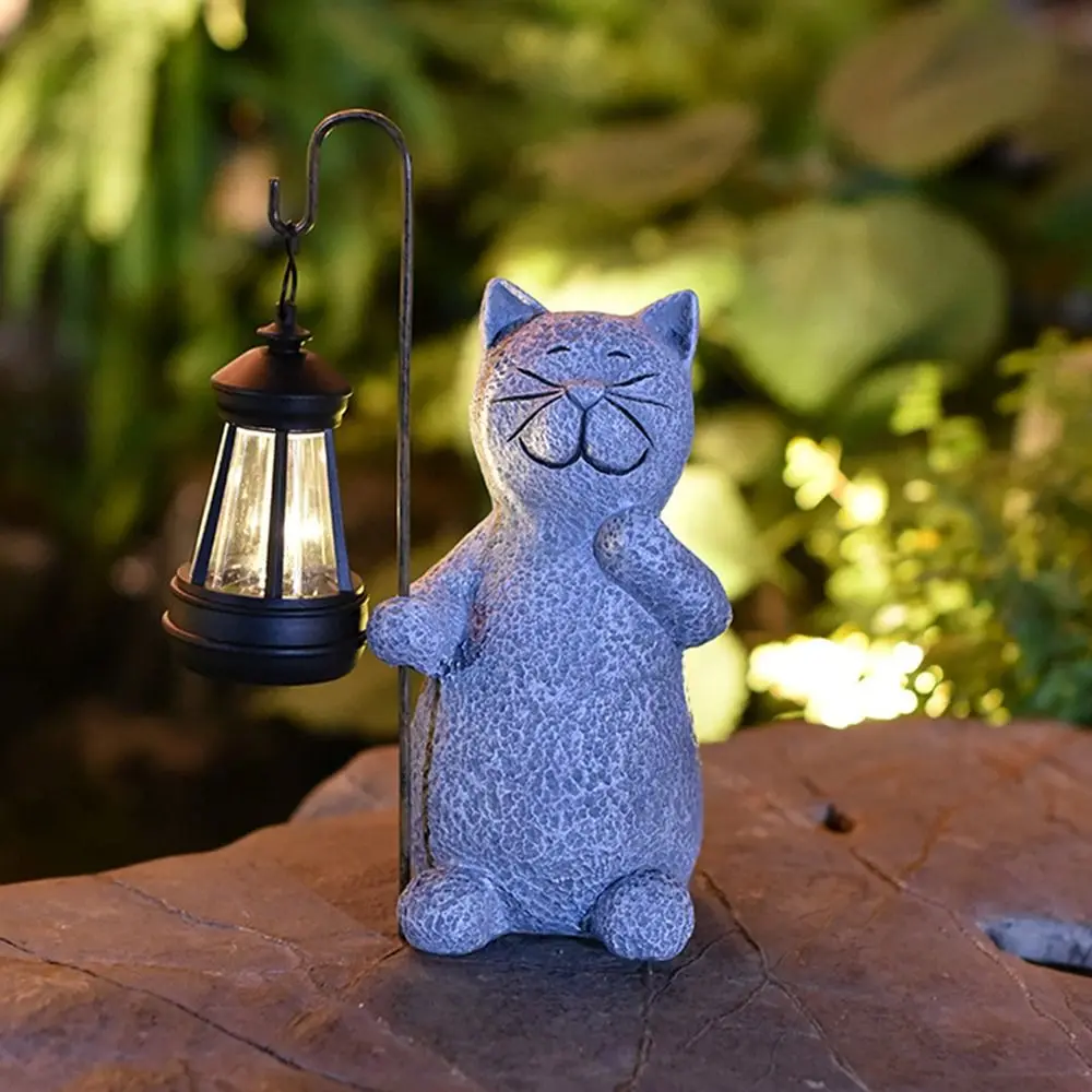 

New Solar Garden Statue Lamp Resin Little Cat Imitation Animal Ornament Decoration For Home Patio Yard