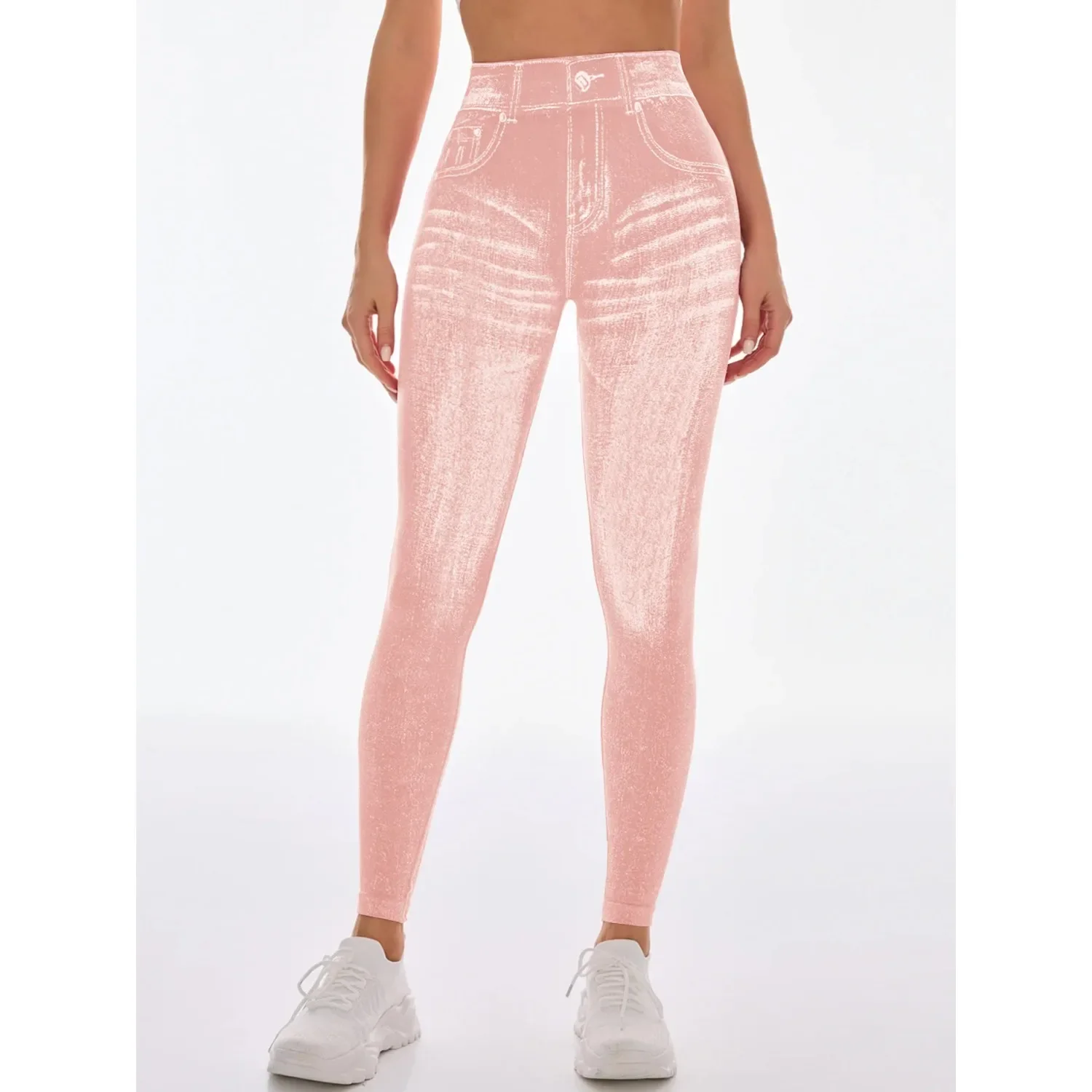 Damskie legginsy z wysokim stanem, drukowane spodnie do jogi, bezszwowe, perforowane spodnie do ćwiczeń z imitacją kieszeni, spodnie do jogi i fitnessu.