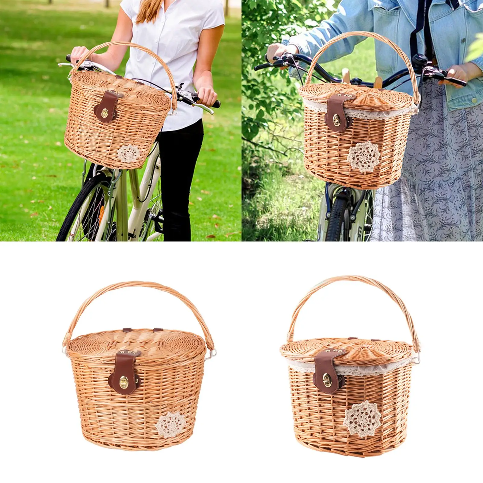 Bike Front Basket Shopping Basket Ornament Sturdy Retro Style Crafts Woven Decor