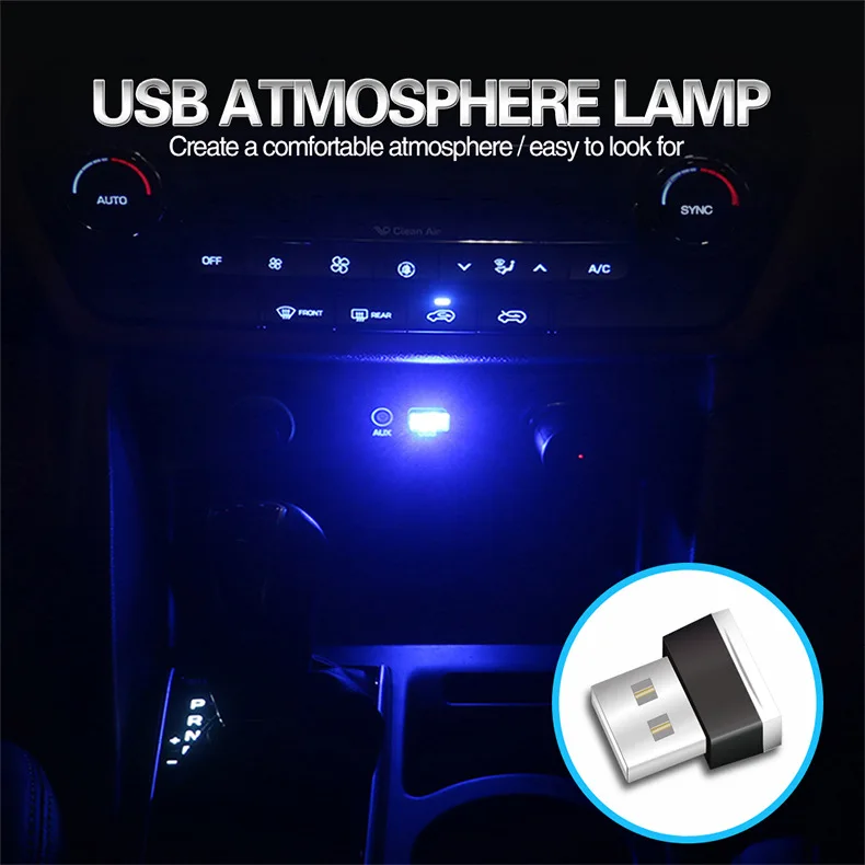 Mini USB LED Neon Car Ambient Light
